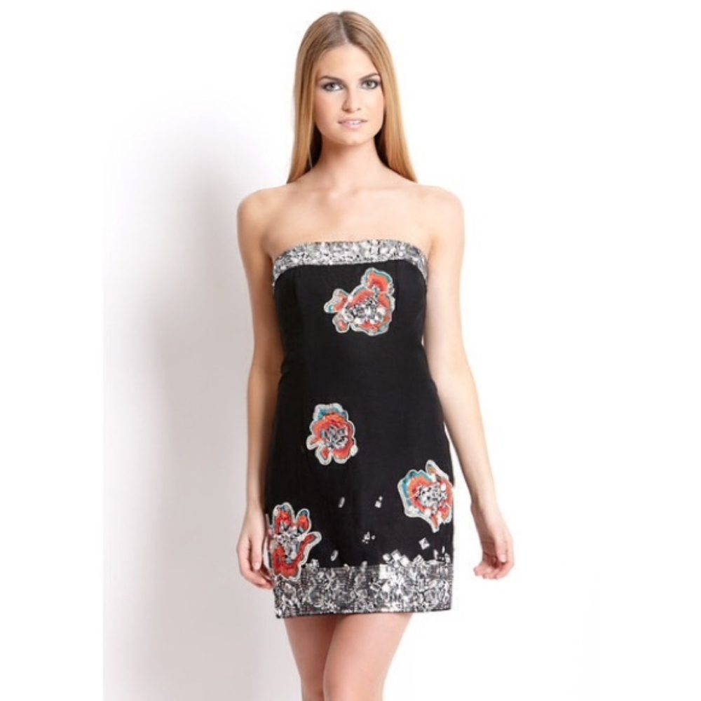 Strapless Black Cocktail Dress/ Wedding Guest Prom